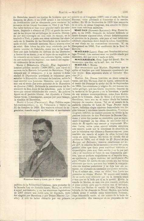 LAMINA ESPASA 36396: Francesc Macia, por Ramon Casas