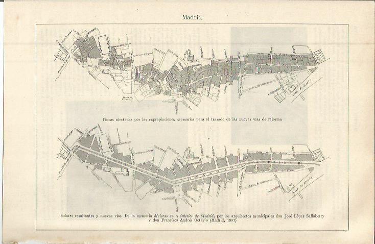 LAMINA ESPASA 36434: Fincas expropiadas en Madrid en 1907