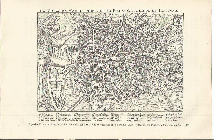 LAMINA ESPASA 36431: Plano de la villa de Madrid de 1889