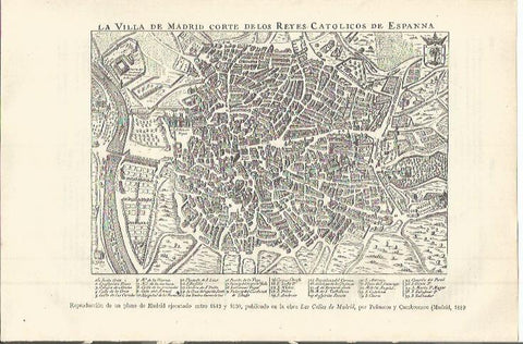 LAMINA ESPASA 36431: Plano de la villa de Madrid de 1889