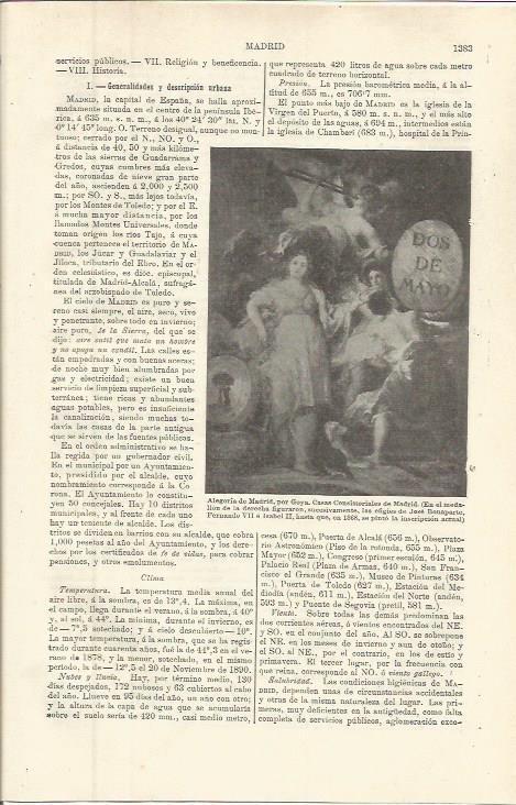 LAMINA ESPASA 36429: Alegoria de Madrid, por Goya