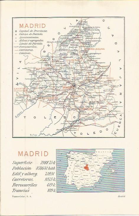 LAMINA ESPASA 36427: Mapa de la provincia de Madrid
