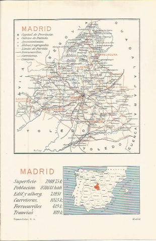 LAMINA ESPASA 36427: Mapa de la provincia de Madrid