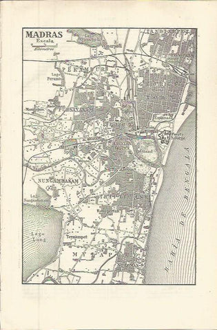 LAMINA ESPASA 36421: Plano de Madras, India