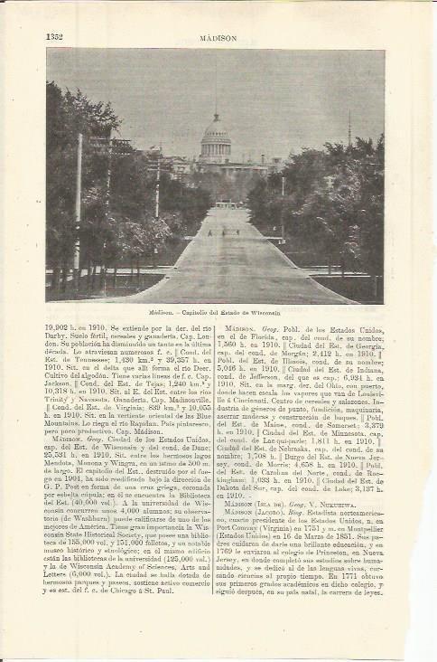 LAMINA ESPASA 36420: Capitolio de Wisconsin en Madison
