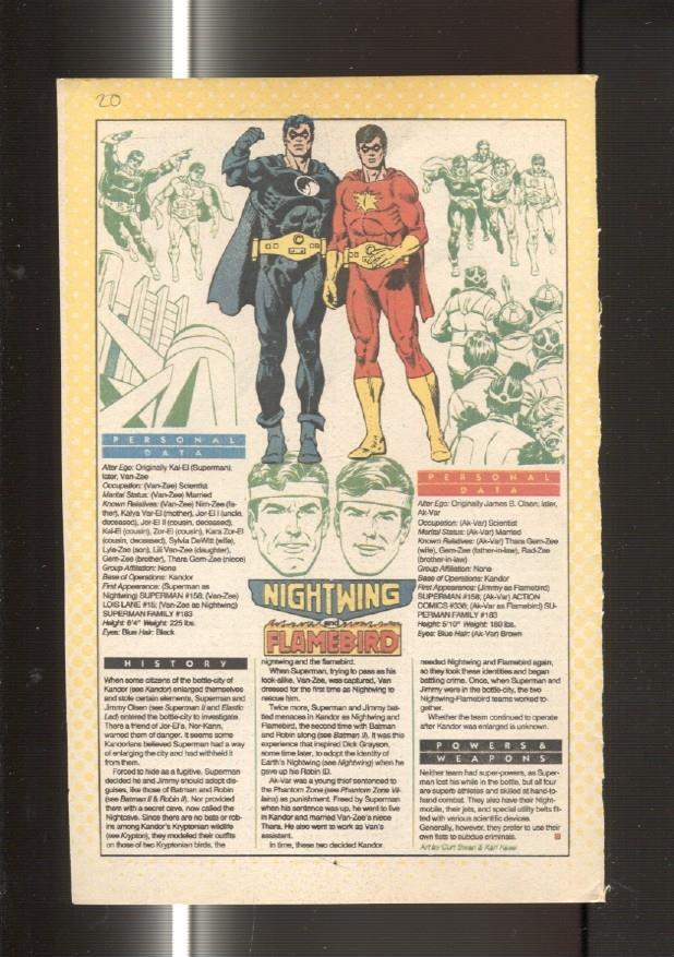 Ficha personaje DC Comics numero 020:  Nightwing and Flamebird y Nightwing
