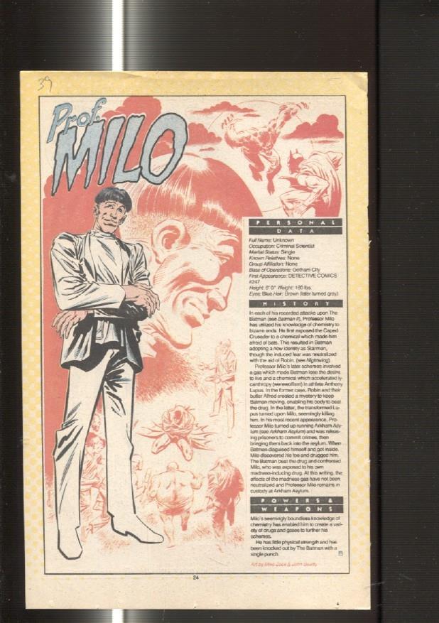 Ficha personaje DC Comics numero 039:  Profesor Ivo y Prof. Milo
