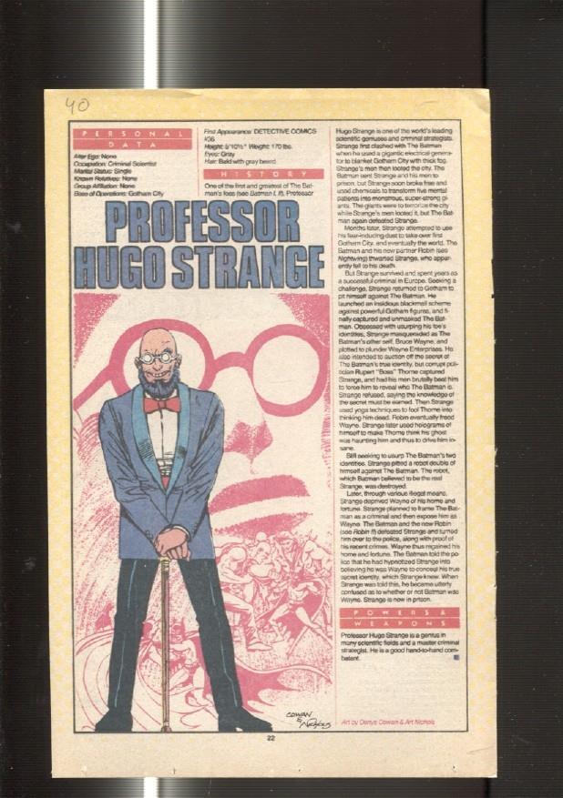 Ficha personaje DC Comics numero 040: Professor Hugo Strange y Professor Amos Fortune