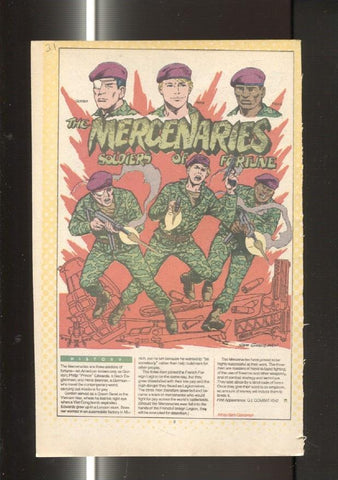 Ficha personaje DC Comics numero 031: The Mercenaries soldiers of fortune y Mera