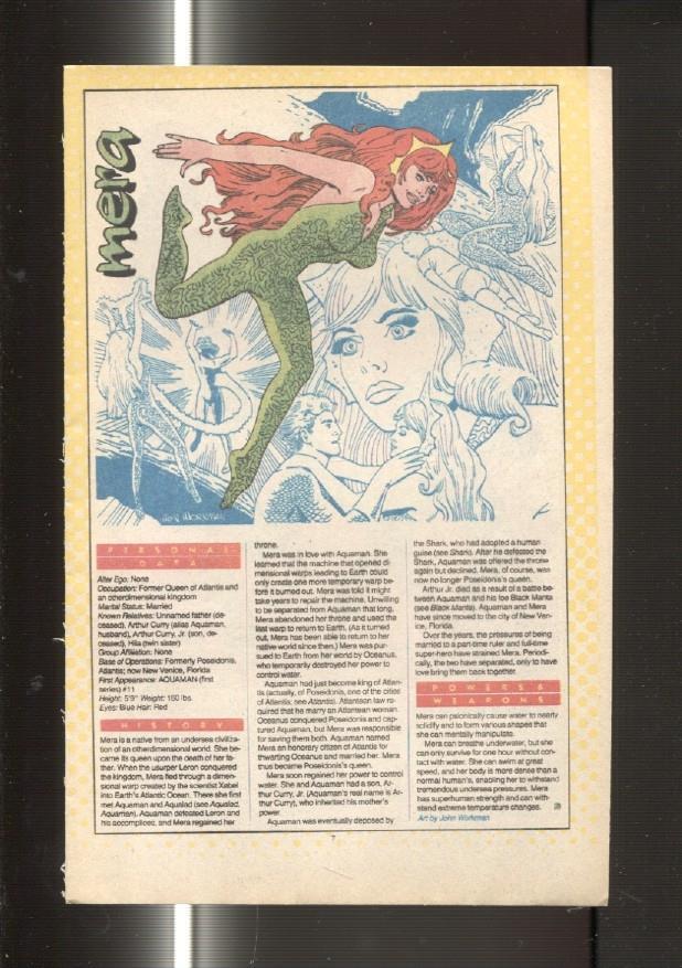 Ficha personaje DC Comics numero 031: The Mercenaries soldiers of fortune y Mera