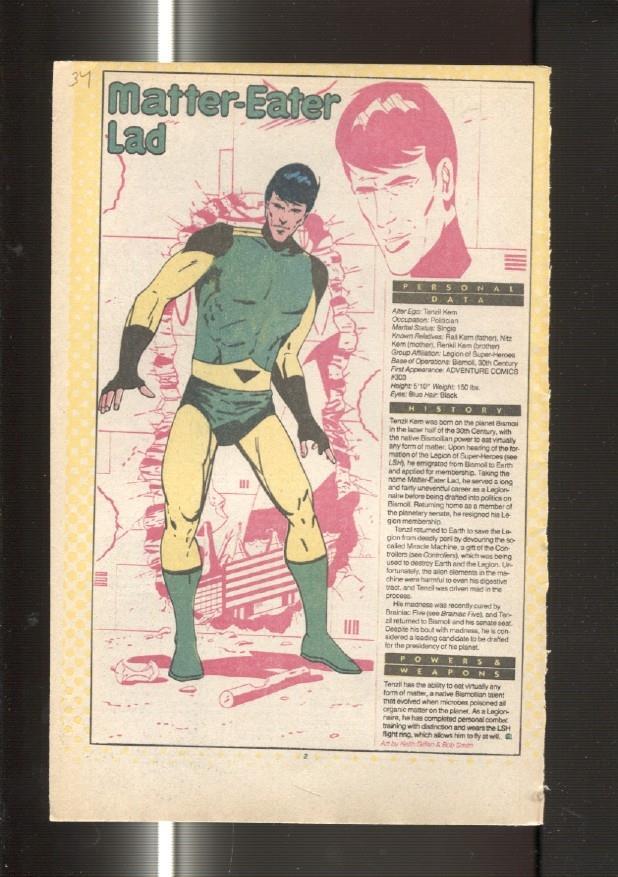 Ficha personaje DC Comics numero 034: Matter-Eater Lad y Matrix-Prime