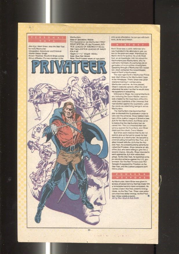Ficha personaje DC Comics numero 041: Privateer y Prince Ra-Man