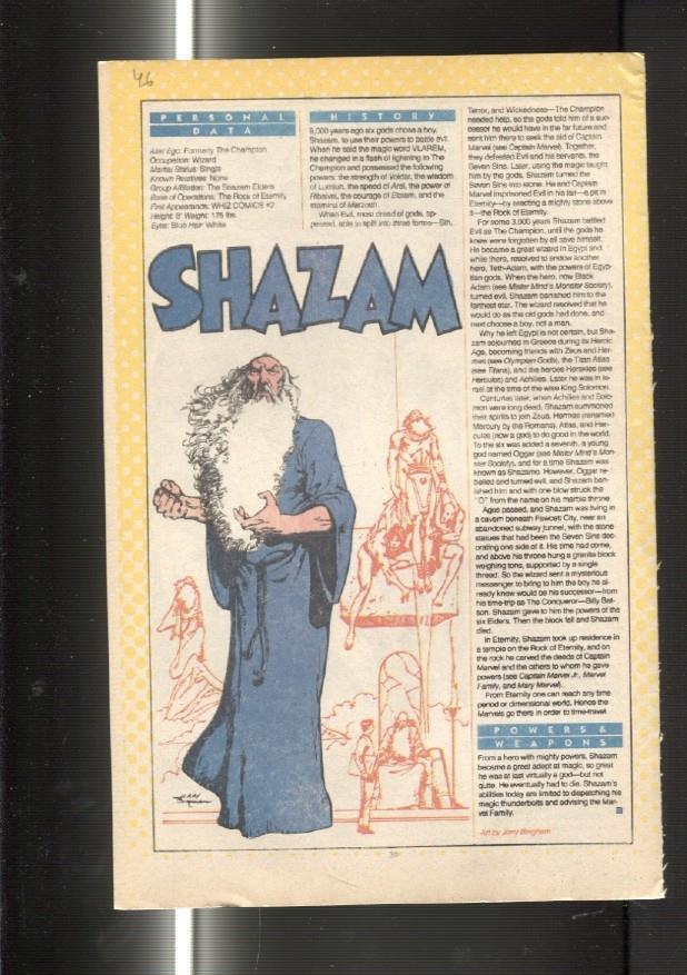 Ficha personaje DC Comics numero 046: Shazam y The Shark