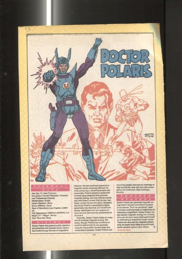 Ficha personaje DC Comics numero 058: Doctor Polaris y Dr. Phosphorus