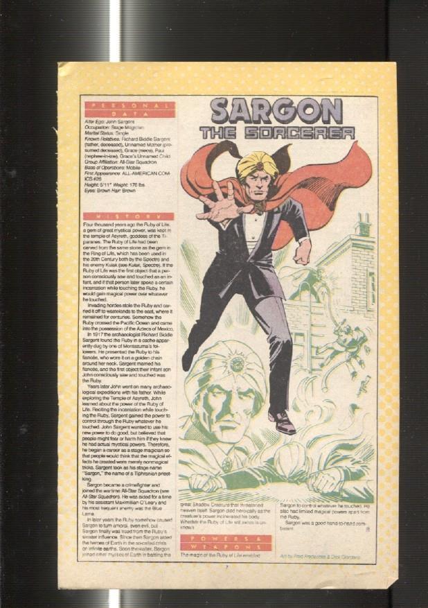 Ficha personaje DC Comics numero 054: Saturn Girl y Sargon the sorcerer