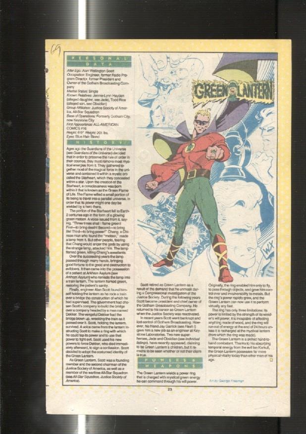 Ficha personaje DC Comics numero 069: Green Lantern y Green Lantern