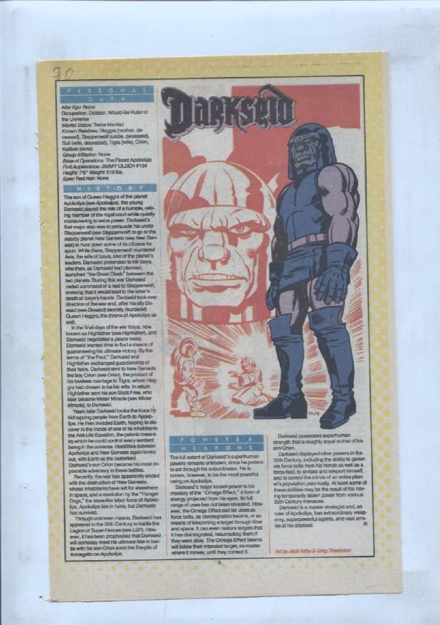 Ficha personaje DC Comics numero 080: Darkseid y Dart