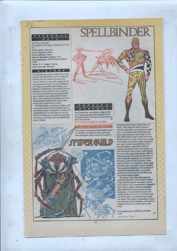 Ficha personaje DC Comics numero 076: Spellbinder y Spider Guild y The Spook