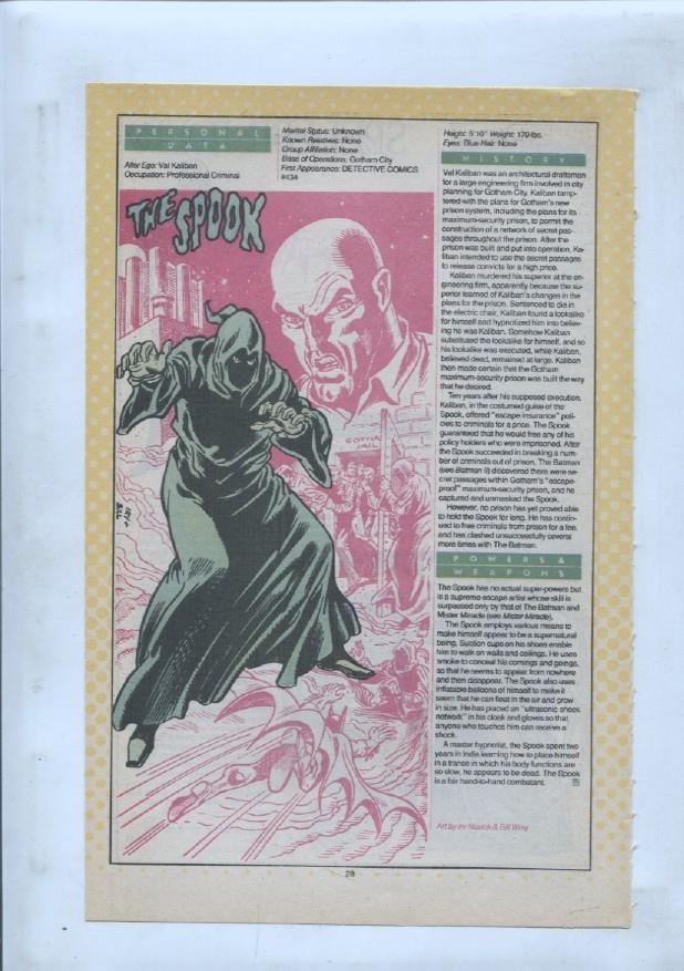 Ficha personaje DC Comics numero 076: Spellbinder y Spider Guild y The Spook