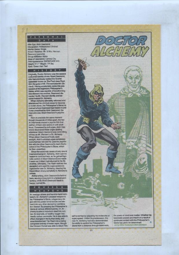 Ficha personaje DC Comics numero 081: Doctor Bedlam y Doctor Alchemy