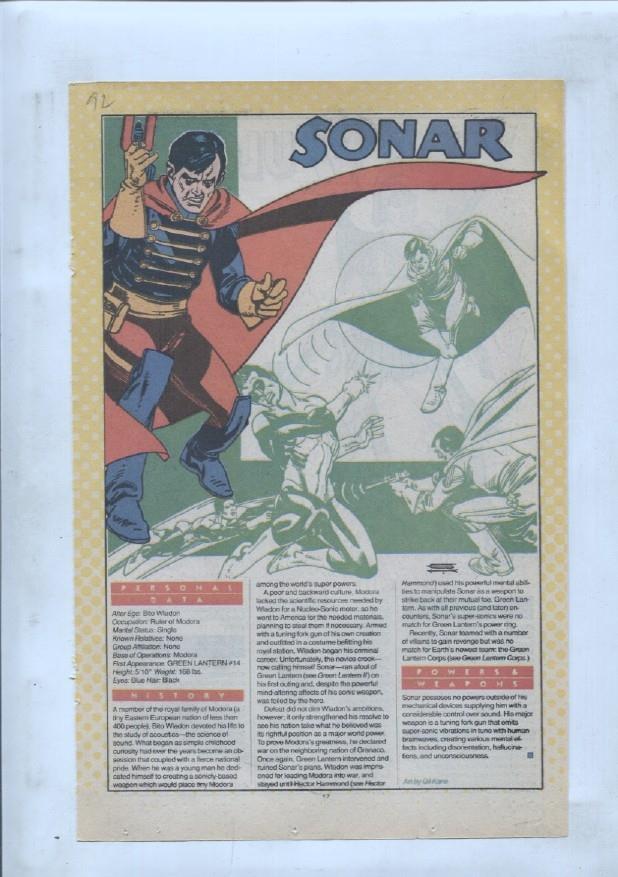 Ficha personaje DC Comics numero 092: Sonar y Son of Vulcan