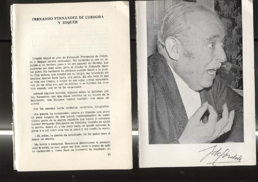 Entrevista con Fernando Fernandez de Cordoba y Esquer: foto + 12 paginas entrevista