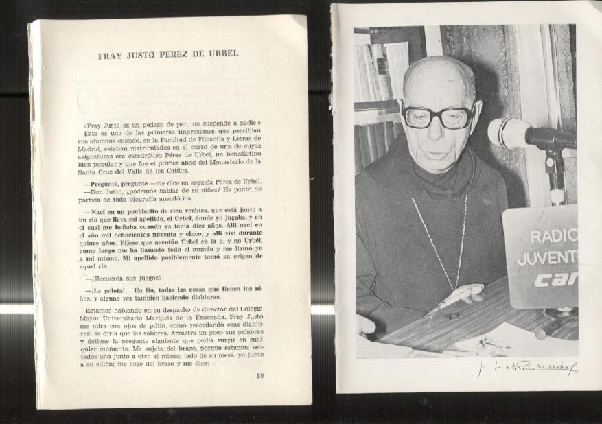 Entrevista con Fray Justo Perez de Urbel: foto + 12 paginas entrevista