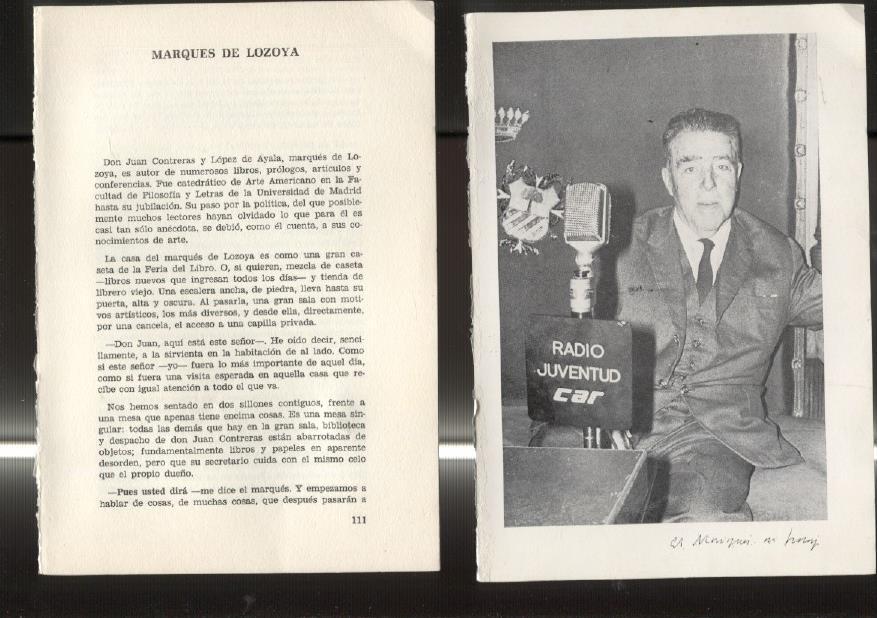 Entrevista con Marques de Lozoya: foto + 17 paginas entrevista