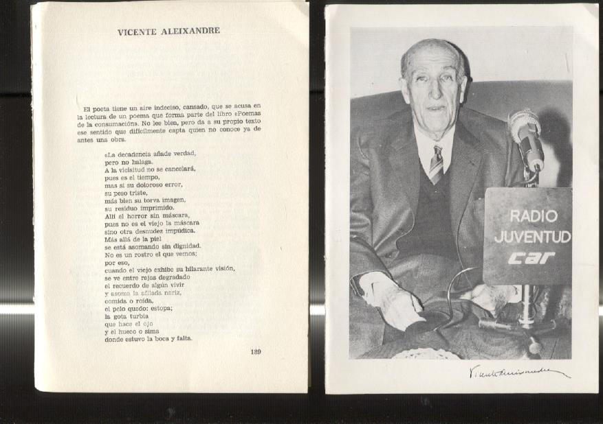 Entrevista con Vicente Aleixandre: foto + 11 paginas entrevista