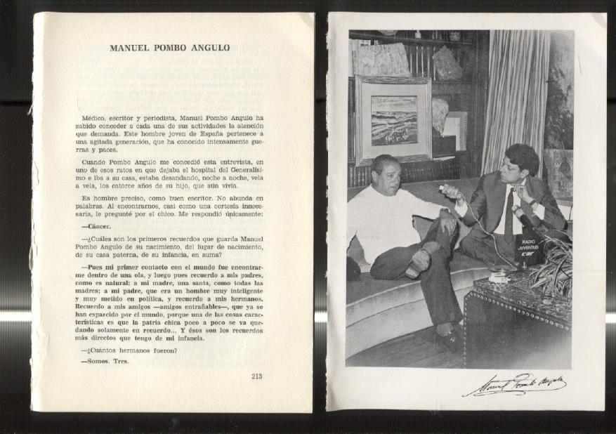 Entrevista con Manuel Pombo Angulo: foto + 19 paginas entrevista
