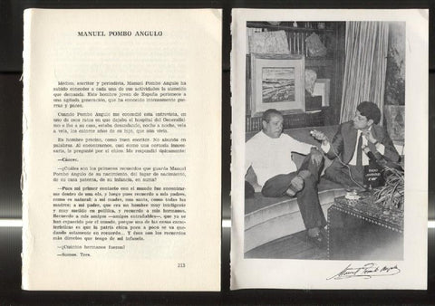 Entrevista con Manuel Pombo Angulo: foto + 19 paginas entrevista