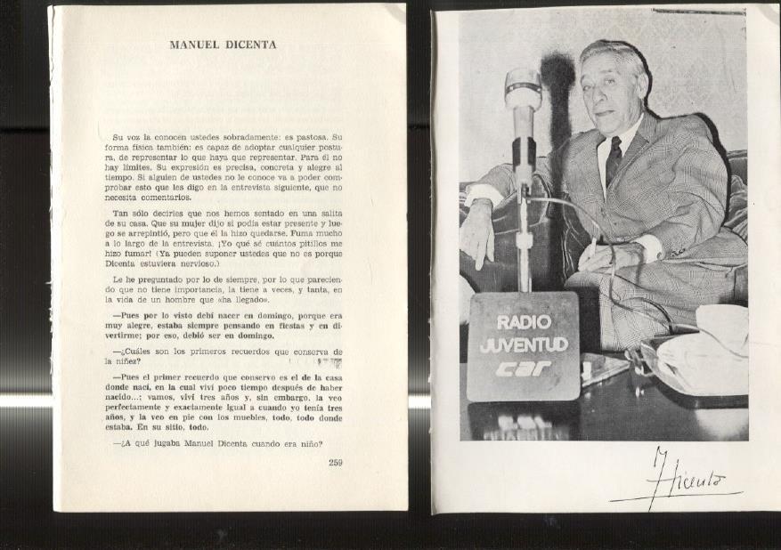 Entrevista con Manuel Dicenta: foto + 13 paginas entrevista