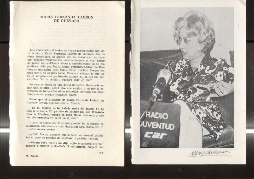 Entrevista con Maria Fernanda Ladron de Guevara: foto + 13 paginas entrevista