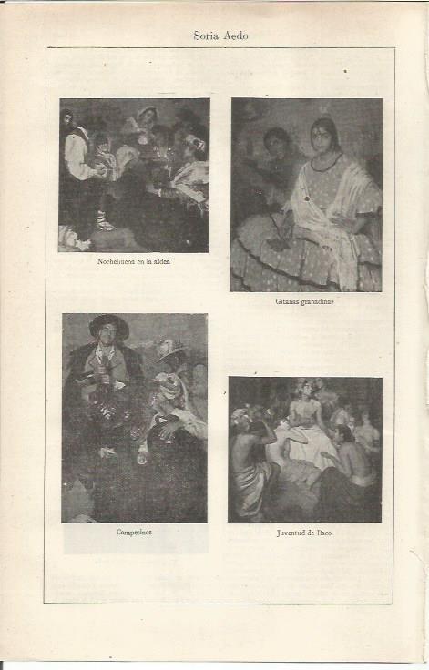 LAMINA ESPASA 37090: Nochebuena en la aldea, Gitanas granadinas, Campesinos y Juventud de Baco, por Soria Aedo