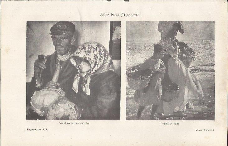 LAMINA ESPASA 37085: Pescadores del mar de Ibiza y Despues del baño, por Rigoberto Soler Perez