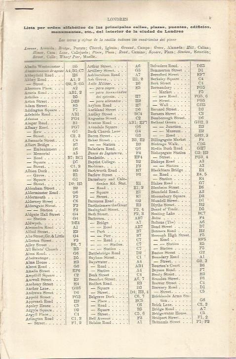 LAMINA ESPASA 37113: Lista de las calles de Londres
