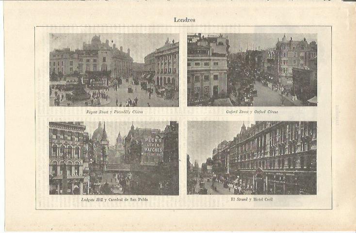 LAMINA ESPASA 37110: Regent Street, Oxford Street, Ludgate Hill y Hotel Cecil en Londres