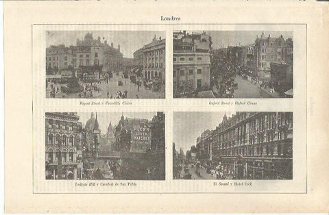 LAMINA ESPASA 37110: Regent Street, Oxford Street, Ludgate Hill y Hotel Cecil en Londres