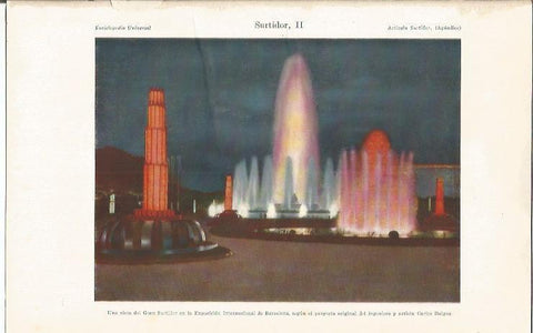 LAMINA ESPASA 37106: Surtidor de la Exposicion Internacional de Barcelona