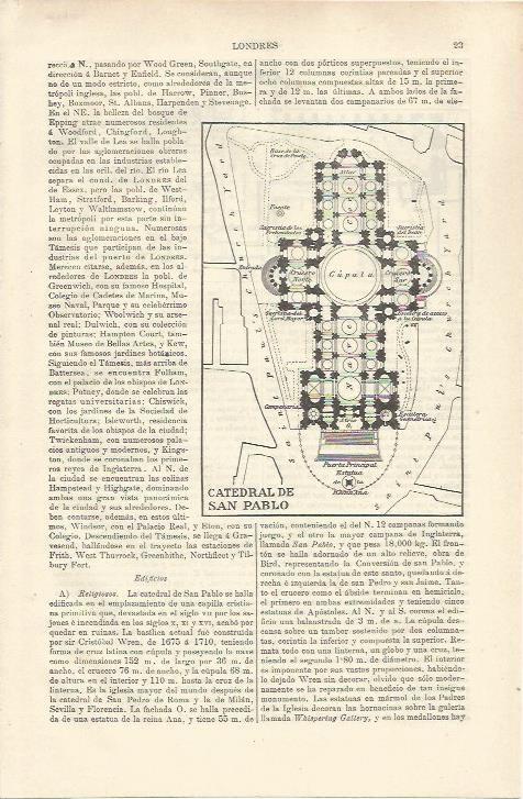 LAMINA ESPASA 37116: Plano de la Catedral de San Pablo en Londres