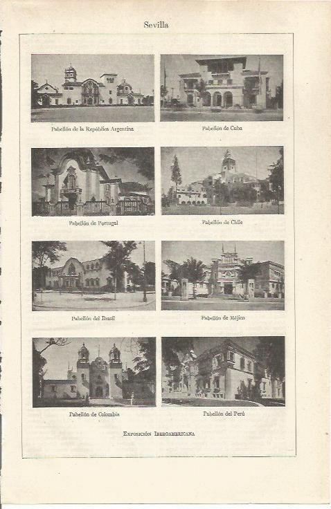 LAMINA ESPASA 37059: Diferentes pabellones de la Exposicion Iberoamericana de Sevilla