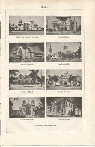 LAMINA ESPASA 37059: Diferentes pabellones de la Exposicion Iberoamericana de Sevilla