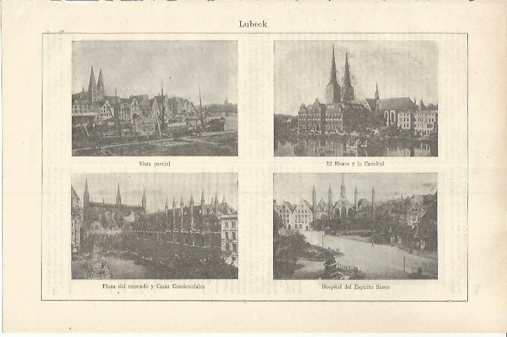 LAMINA ESPASA 37218: Museo, Catedral Plaza del Mercado y Hospital de Lubeck, Alemania
