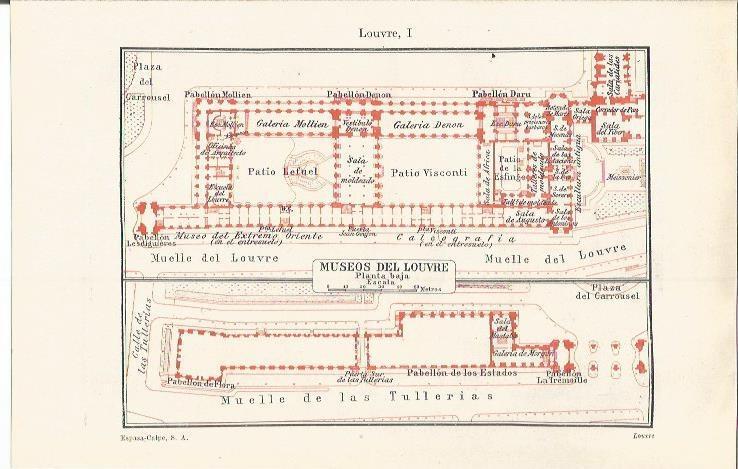 LAMINA ESPASA 37201: Plano de la planta baja del Louvre, Paris