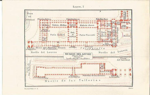 LAMINA ESPASA 37201: Plano de la planta baja del Louvre, Paris