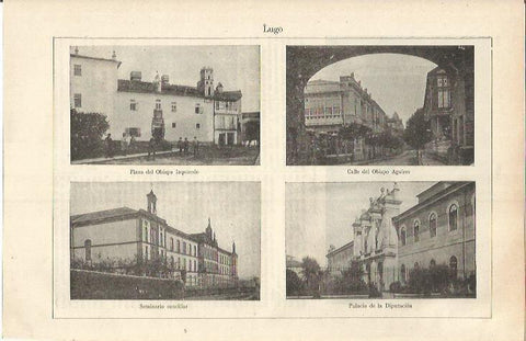 LAMINA ESPASA 37253: Plaza del Obispo Izquierdo, Calle del Obispo Aguirre y Seminario en Lugo