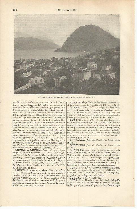 LAMINA ESPASA 37249: Monte San Salvador en Lugano