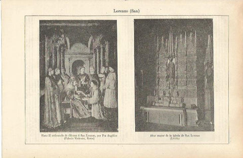 LAMINA ESPASA 37161: Sixto II ordenando a San Lorenzo e iglesia de San Lorenzo en Lleida
