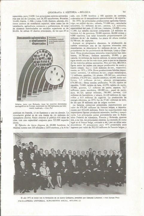 LAMINA ESPASA 36818: Nuevo gobierno de Belgica en 1973