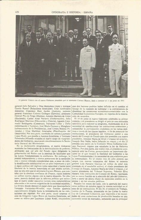 LAMINA ESPASA 36841: Franco con el gobierno de Carrero Blanco